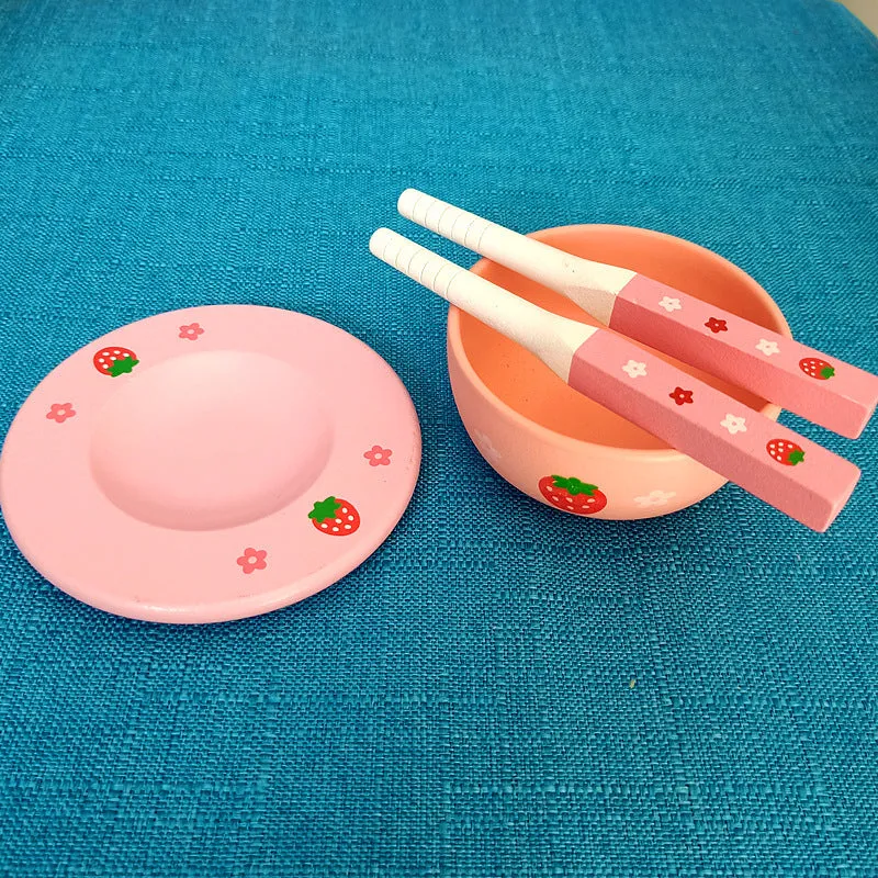 Baby birthday gift simulation kitchen accessories tableware cup discs set children's class home cooking wooden toys