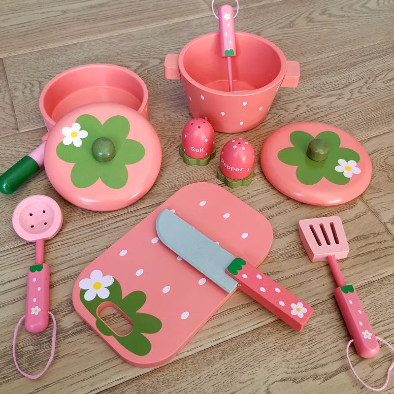 Baby birthday gift simulation kitchen accessories tableware cup discs set children's class home cooking wooden toys