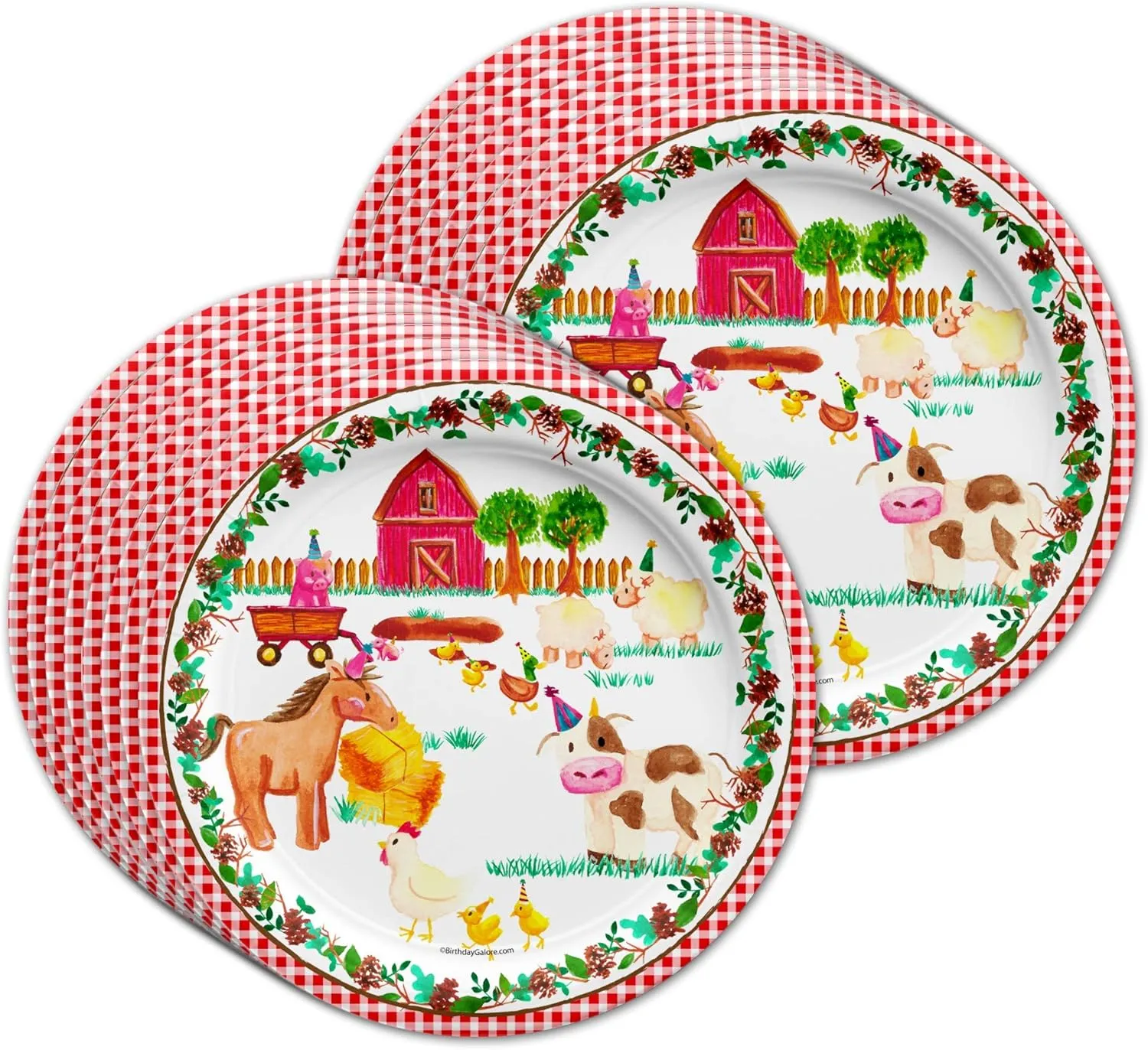 Barnyard Farm Animals Vintage Birthday Party Supplies Set Plates Napkins Cups Tableware Kit for 16
