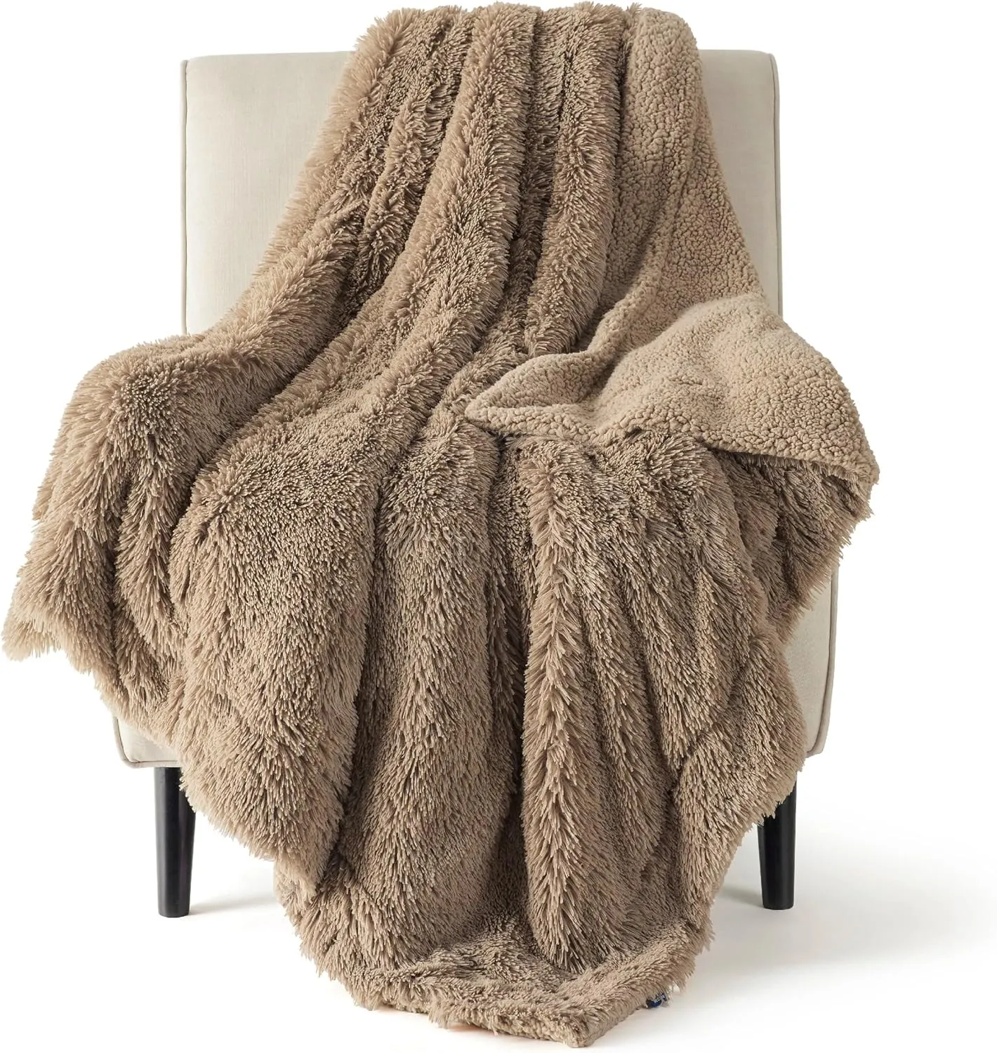 Bedsure Fluffy Brown Throw Blanket Gifts for Women, Men, Soft Fleece Cozy Fuzzy Sherpa Plush Warm Minky Thick Faux Fur Throws for Couch, Bed, Brown Decor Spring Blanket Gifts for Mom Dad, 50x60