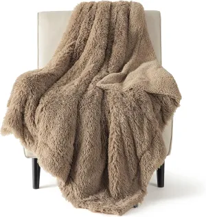 Bedsure Fluffy Brown Throw Blanket Gifts for Women, Men, Soft Fleece Cozy Fuzzy Sherpa Plush Warm Minky Thick Faux Fur Throws for Couch, Bed, Brown Decor Spring Blanket Gifts for Mom Dad, 50x60