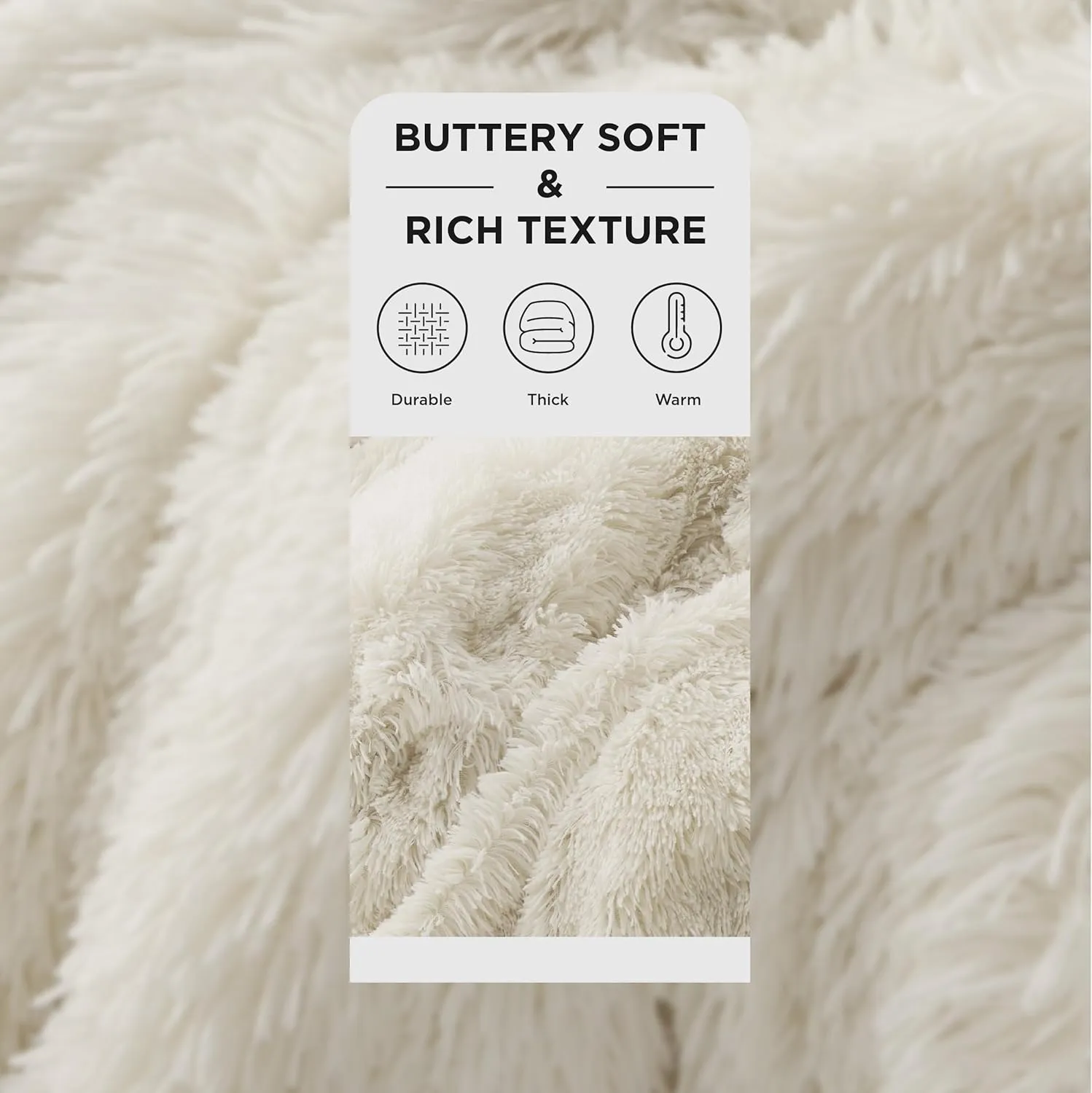 Bedsure Fluffy Cream Throw Blanket Gifts for Women, Men, Soft Fleece Cozy Fuzzy Sherpa Plush Warm Minky Thick Faux Fur Throws for Couch, Bed, Cream Decor House Blanket Gifts for Mom Kids, 50x60