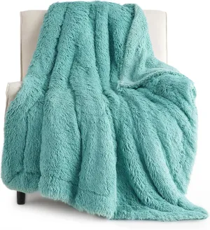 Bedsure Fluffy Green Throw Blanket Gifts for Women, Men, Soft Fleece Cozy Fuzzy Sherpa Plush Warm Minky Thick Faux Fur Throws for Couch, Bed, Green Decor House Blanket Gifts for Mom Dad, 50x60