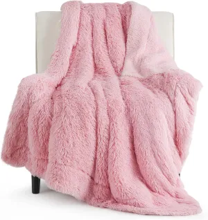 Bedsure Fluffy Pink Throw Blanket Gifts for Women, Girls, Soft Fleece Cozy Fuzzy Sherpa Plush Warm Minky Thick Faux Fur Throws for Couch, Bed, Pink Decor House Blanket Gifts for Her Kids, 50x60