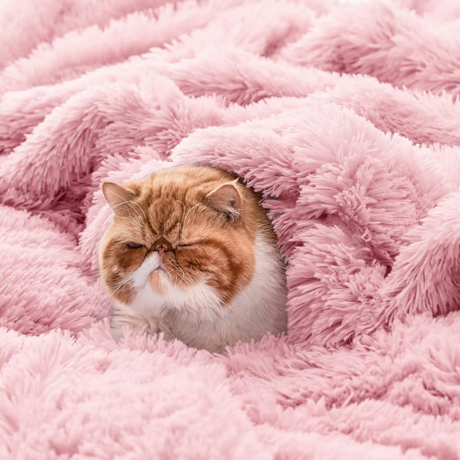 Bedsure Fluffy Pink Throw Blanket Gifts for Women, Girls, Soft Fleece Cozy Fuzzy Sherpa Plush Warm Minky Thick Faux Fur Throws for Couch, Bed, Pink Decor House Blanket Gifts for Her Kids, 50x60