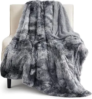 Bedsure Fluffy Throw Blanket Gifts for Women Men, Soft Fleece Sherpa Cozy Fuzzy Plush Warm Minky Thick Faux Fur Throw for Couch, Bed, Home Living Room Decor Spring Blanket Gifts for Mom Dad, Grey