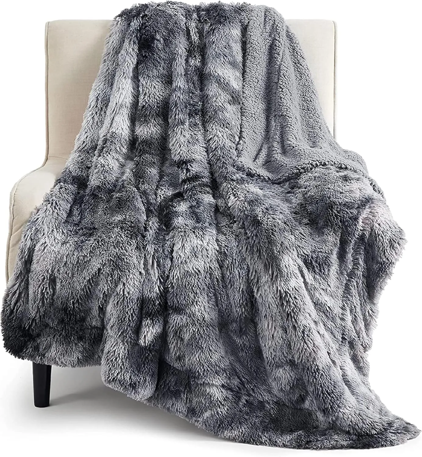 Bedsure Fluffy Throw Blanket Gifts for Women Men, Soft Fleece Sherpa Cozy Fuzzy Plush Warm Minky Thick Faux Fur Throw for Couch, Bed, Home Living Room Decor Spring Blanket Gifts for Mom Dad, Grey