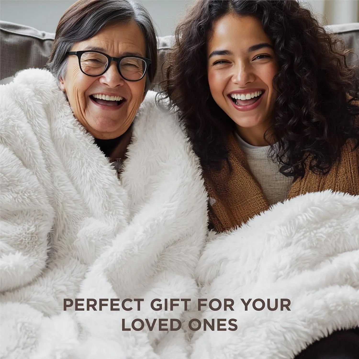 Bedsure Fluffy White Throw Blanket Gifts for Women, Men, Soft Fleece Cozy Fuzzy Sherpa Plush Warm Minky Thick Faux Fur Throws for Couch, Bed, White Decor House Blanket Gifts for Mom Dad, 50x60