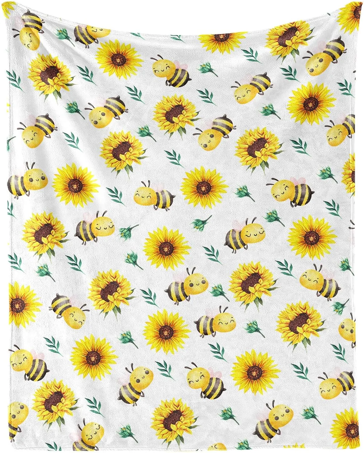 Bee Throw Blanket - Soft Flannel Blankets for Girls Boys Kids Bee Lovers - Warm Animal Throw Blankets for All Season Lap, Chair, Sofa - 50"x40"