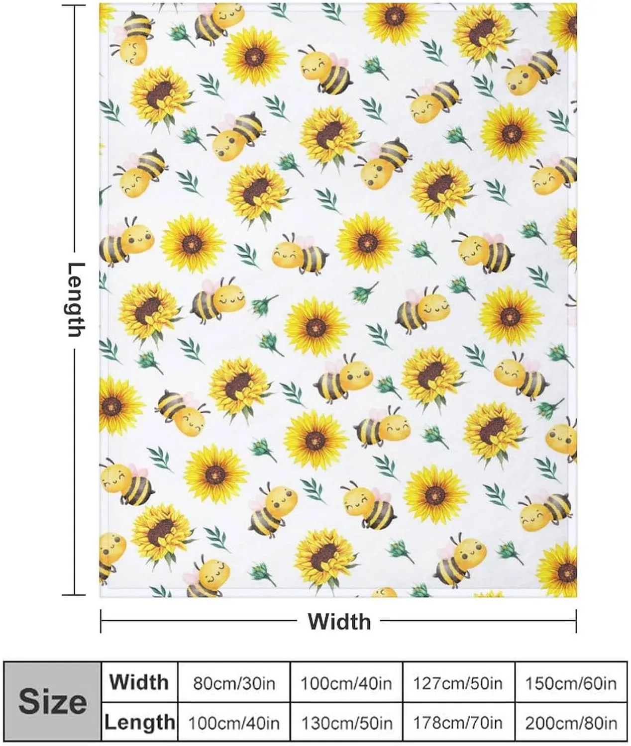 Bee Throw Blanket - Soft Flannel Blankets for Girls Boys Kids Bee Lovers - Warm Animal Throw Blankets for All Season Lap, Chair, Sofa - 50"x40"