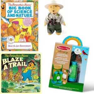 Berenstain Bears Outdoor Activity Gift Set Includes Berenstain Bears Big Book of Science and Nature, Blaze a Trail, MerryMakers Park Ranger Bear, and Let's Explore Binoculars & Compass Toy Play Set