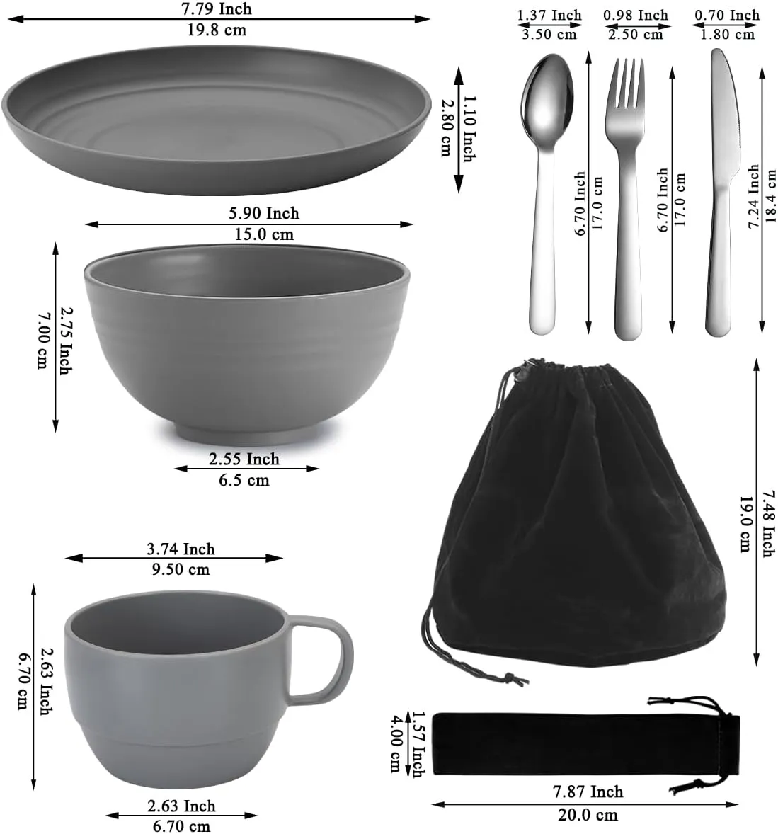 Berglander Camping Mess Kits for 2 Person, Camping Silverware Set Spoons Forks Knives, Camping Essentials Gear, Camping Accessories for Travel, Picnic, Outdoor, Easy to Carry and Clean