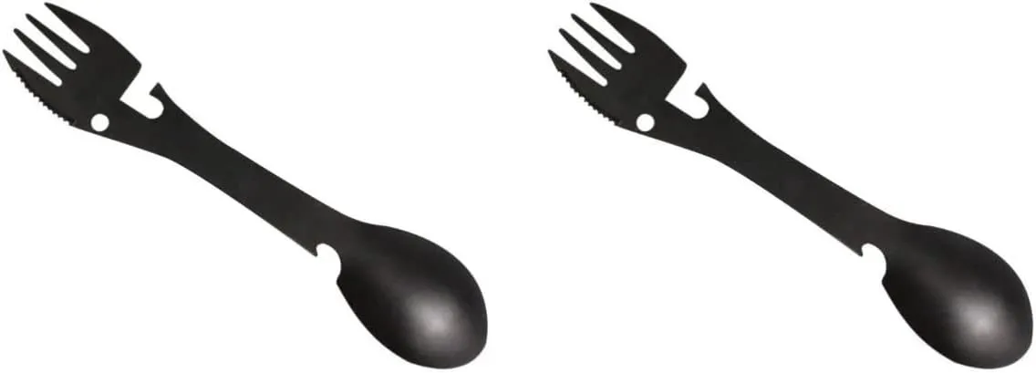 BESPORTBLE 2pcs 5 1 5-in-1 Camping Fork Cork Reusable Cutlery Set Stainless Steel Tableware Compact for Hiking Picnic Outdoor Activity