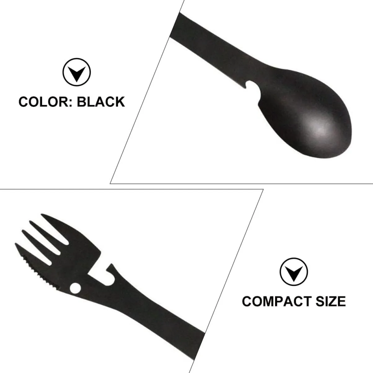 BESPORTBLE 2pcs 5 1 5-in-1 Camping Fork Cork Reusable Cutlery Set Stainless Steel Tableware Compact for Hiking Picnic Outdoor Activity