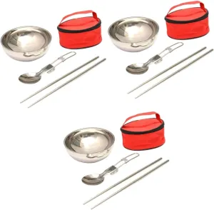 BESPORTBLE Sets Foldable Camping Tableware Stainless Steel Bowl Spoon Set Chopsticks for Travel