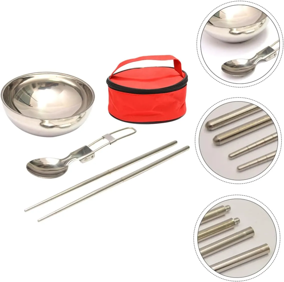 BESPORTBLE Sets Foldable Camping Tableware Stainless Steel Bowl Spoon Set Chopsticks for Travel