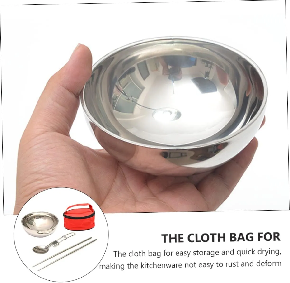 BESPORTBLE Sets Foldable Camping Tableware Stainless Steel Bowl Spoon Set Chopsticks for Travel