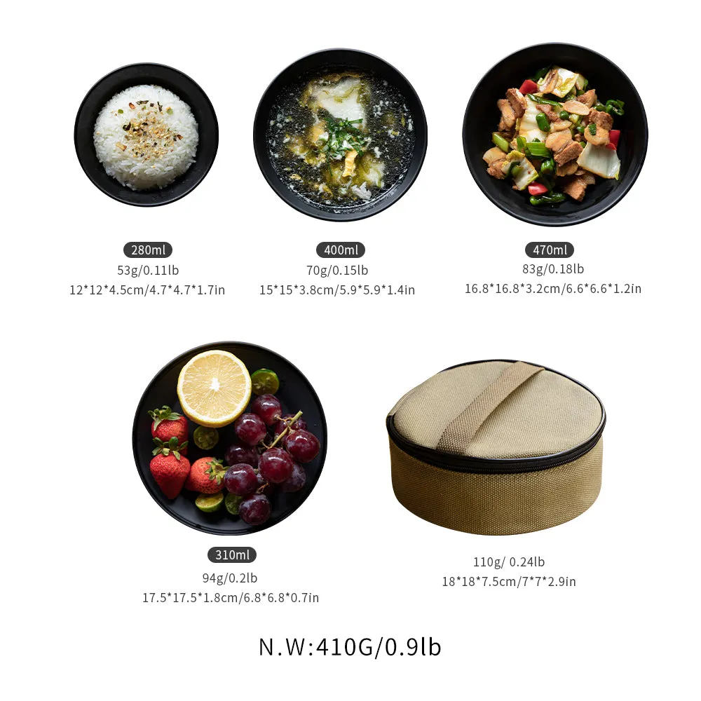 BKS395-1S 4-Piece Stainless Steel Camping Plates Set, Black BKS395-1S