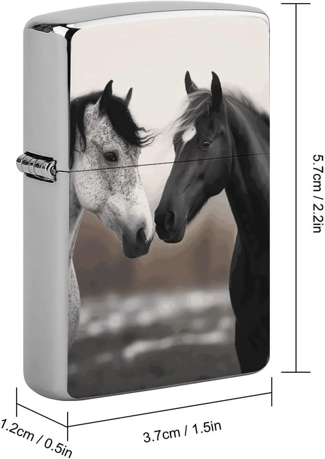Black and White HorsesLighter Case Waterproof Lighter Sleeve Lighters Protective Cover with Graffiti Design
