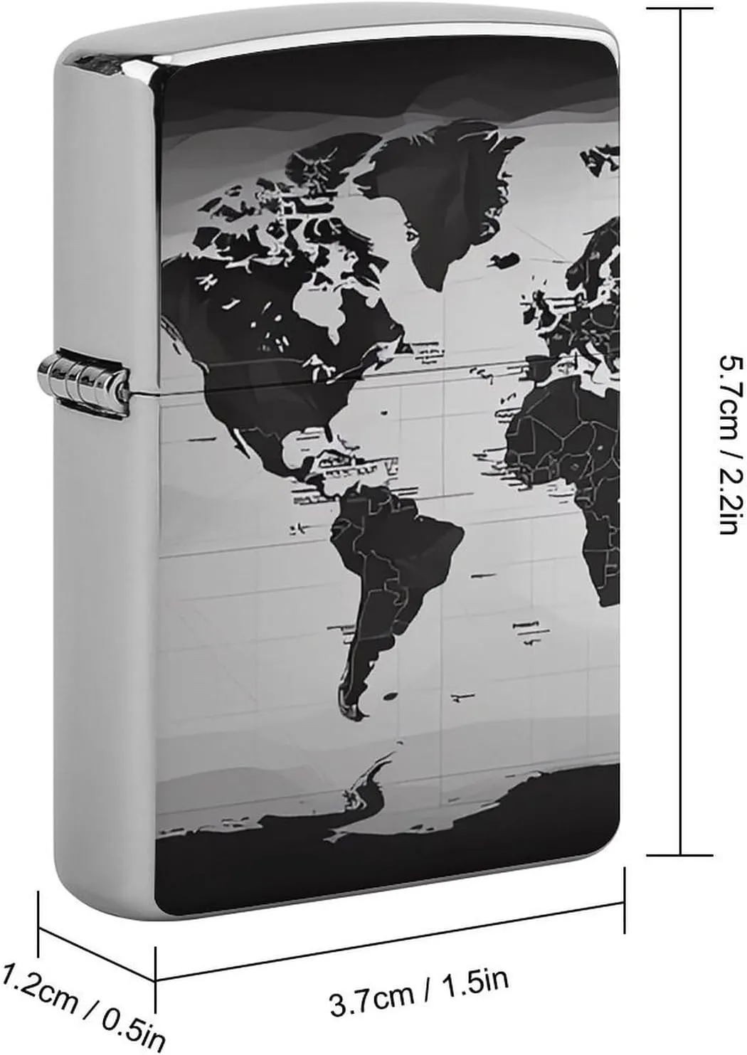 Black and White World Map Lighter Case Double-Sided Graffiti Lighter Holder - Metal Lighters Protective Cover, Universal Fit for Standard Lighters, Stylish Gift for Men & Women