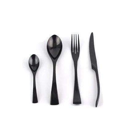 Black Cutlery Set Stainless Steel Flatware Western Food Tableware Sets Fork Steak Knife Tea Dinnerware Set