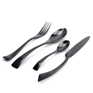 Black Cutlery Set Stainless Steel Flatware Western Food Tableware Sets Fork Steak Knife Tea Dinnerware Set