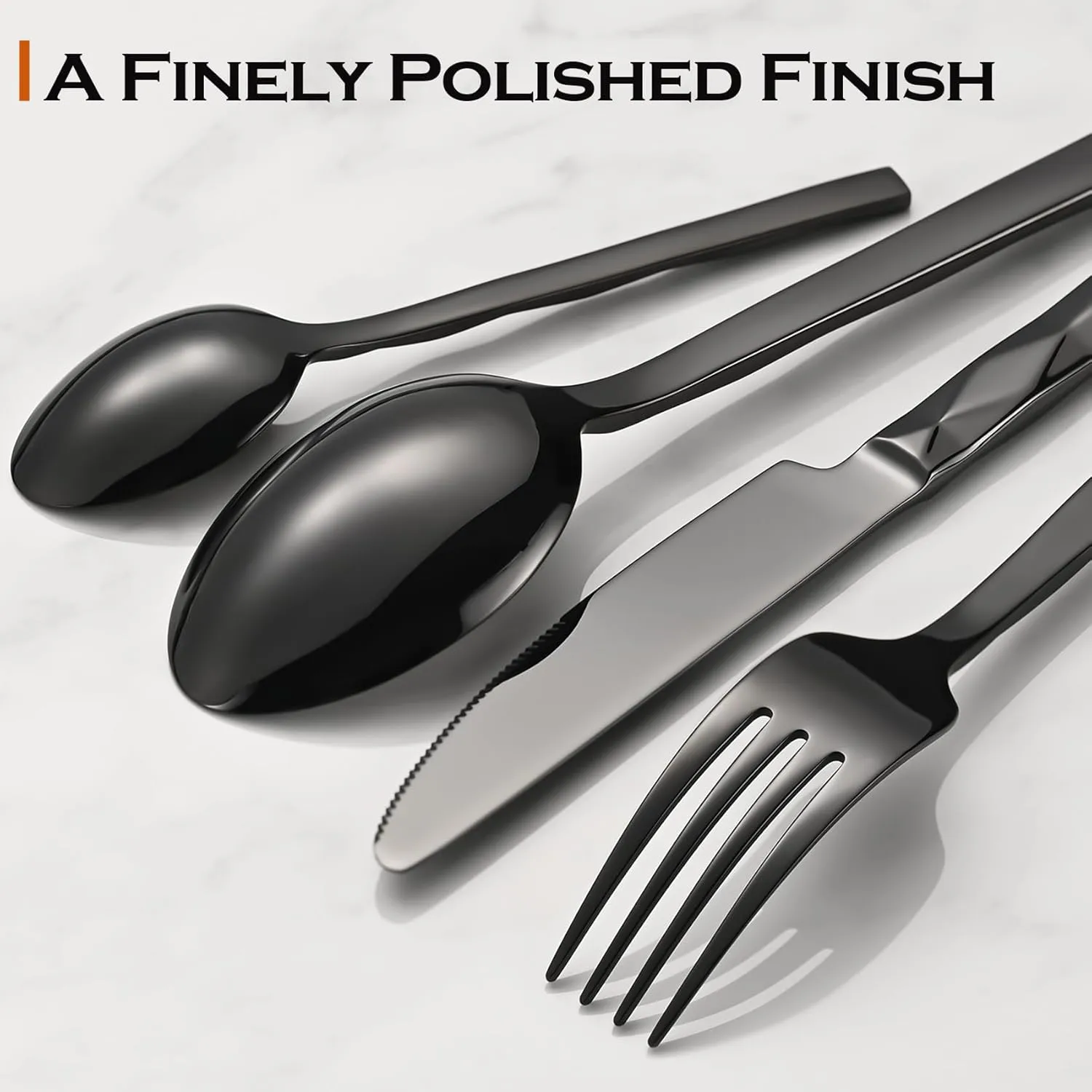 Black Silverware Set, Luxury 30-Piece Flatware Set for 6, Cutlery Set Stainless Steel, Diamond Cut Pattern, Home, Wedding & Party, 18/10 Stainless Steel Tablewaret & Dishwasher Safe Utensils.