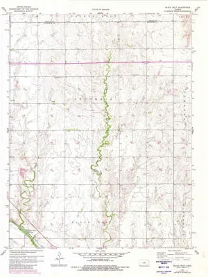 Black Wolf KS topo map, 1:24000 Scale, 7.5 X 7.5 Minute, Historical, 1957, Updated 1980, 27.08 x 21.11 in