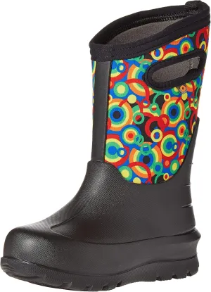 Bogs Kids Neo Classic Boot, Circle Geo Print - Black, Size 1 Big Kid
