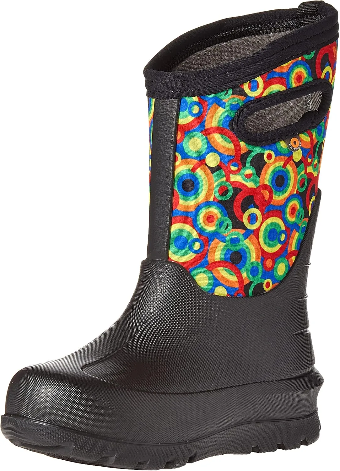 Bogs Kids Neo Classic Boot, Circle Geo Print - Black, Size 1 Big Kid
