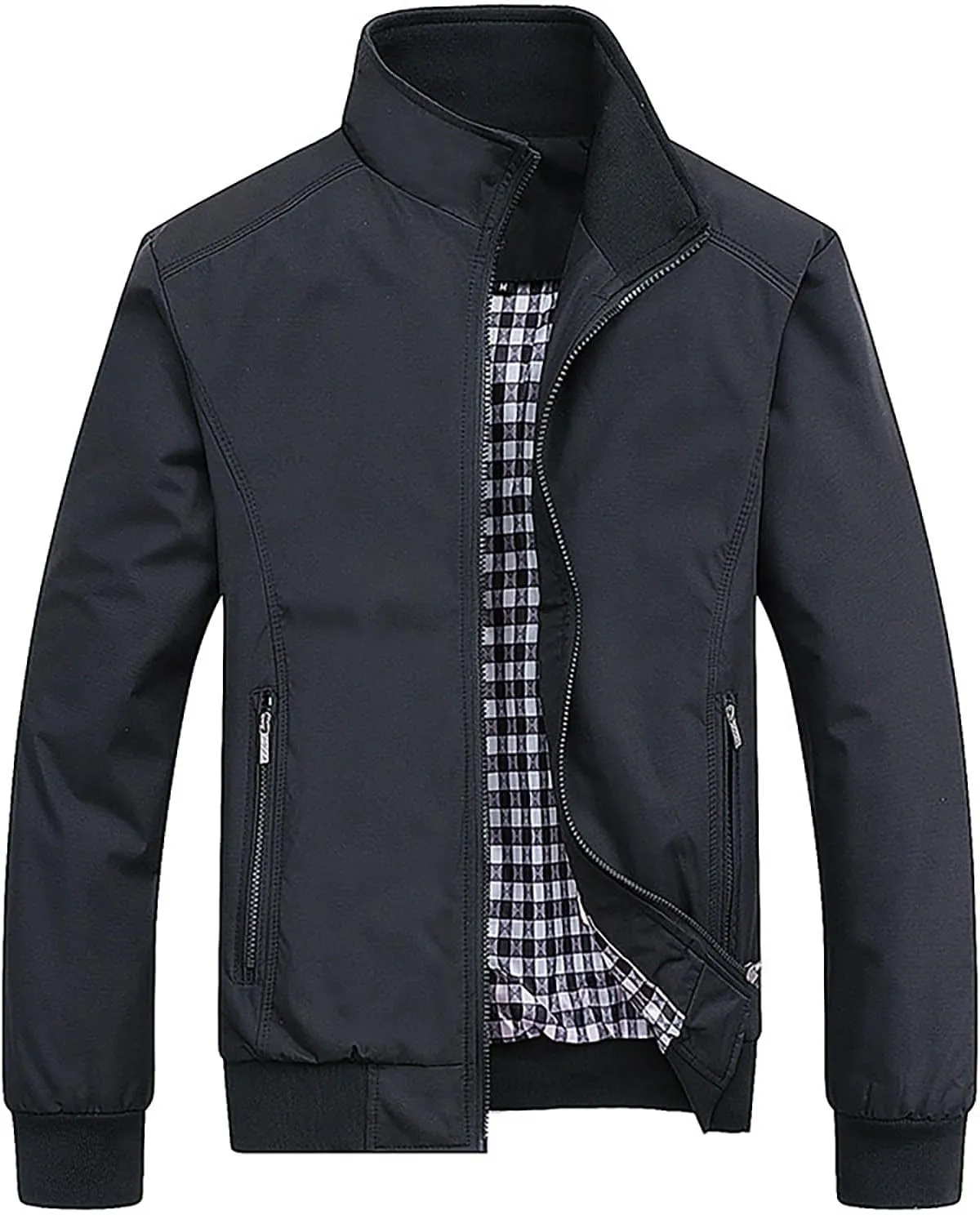 Bomber Jacket Fashion Stylish Full Zip Up Lightweight Windbreaker Spring Fall Casual Jackets Work Dress, S-3XL