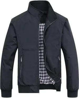 Bomber Jacket Fashion Stylish Full Zip Up Lightweight Windbreaker Spring Fall Casual Jackets Work Dress, S-3XL