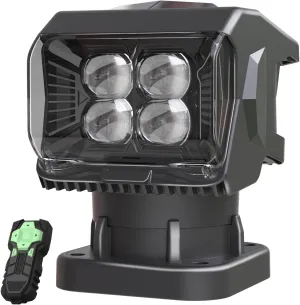 BORDAN Remote Control LED Spotlight for Trucks, 50W Outdoor Searchlight, 360°Rotating Automatic Search Lights for Offroad Pickup Boat, Go Outdoor Spot Lights 12V/24V (5 Strong Magnets Built-in)