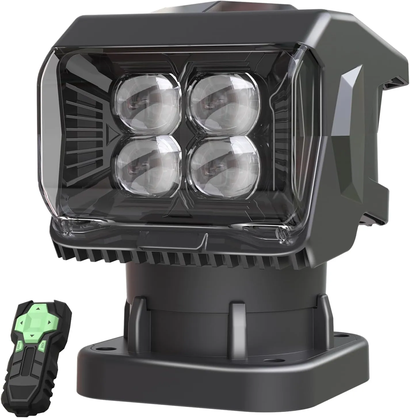 BORDAN Remote Control LED Spotlight for Trucks, 50W Outdoor Searchlight, 360°Rotating Automatic Search Lights for Offroad Pickup Boat, Go Outdoor Spot Lights 12V/24V (5 Strong Magnets Built-in)