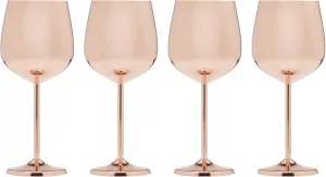 Cambridge Silversmiths 4 Piece Set of 18 oz Copper All Purpose Single Wall Wine Glasses