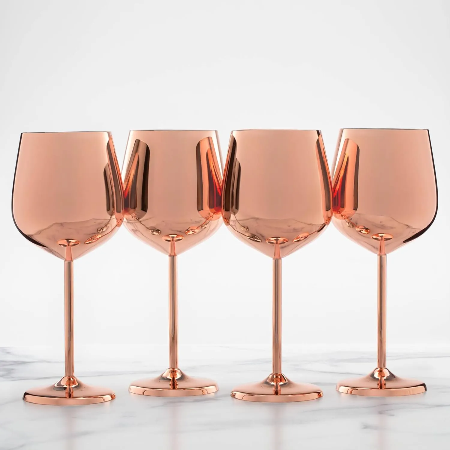 Cambridge Silversmiths 4 Piece Set of 18 oz Copper All Purpose Single Wall Wine Glasses