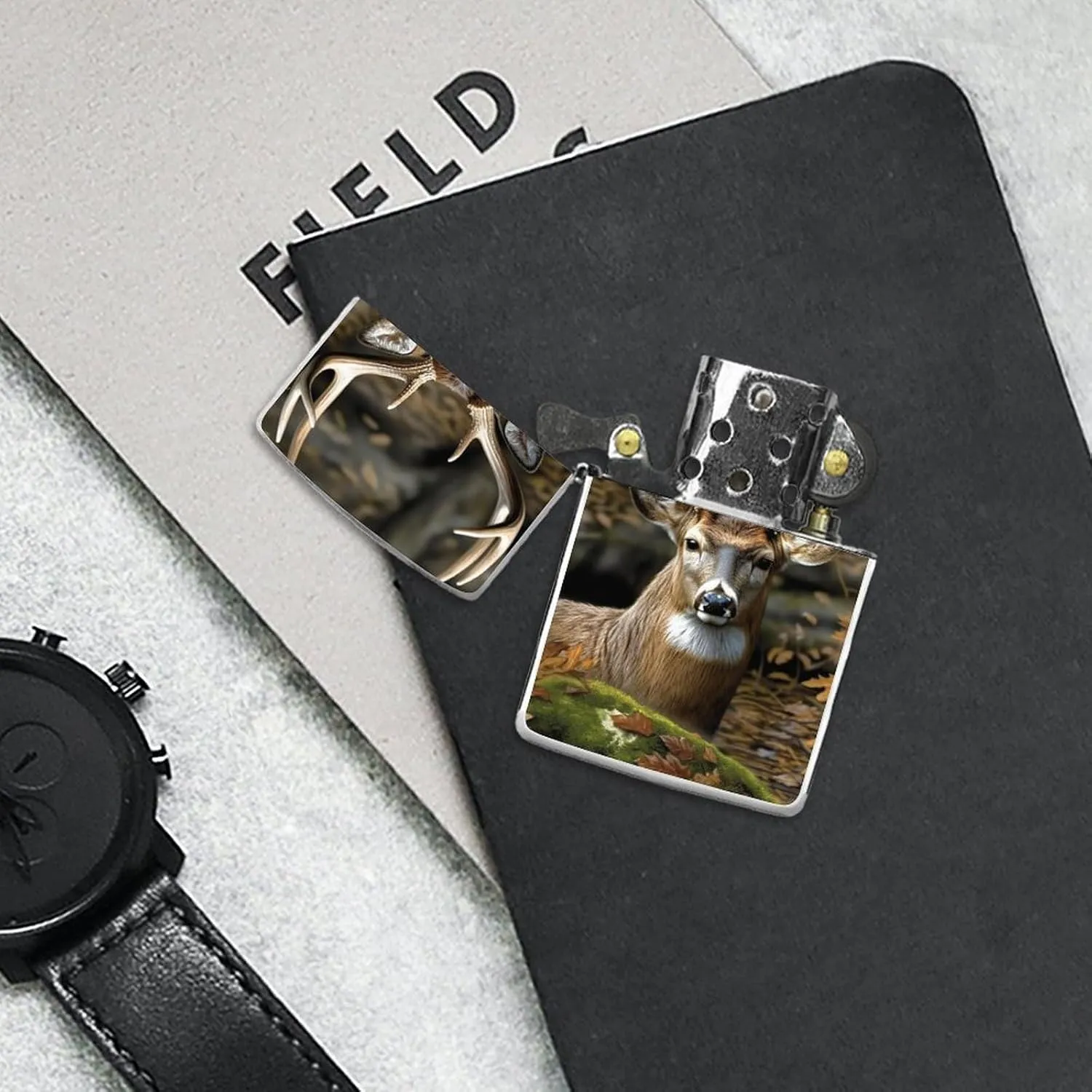Camouflage Deer Lighter Case Waterproof Lighter Sleeve Lighters Protective Cover with Graffiti Design