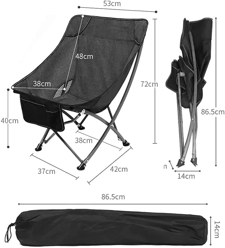 Camp Chair Lounger Camping Stools High Back Chair Portable Fishing Chairs with Storage Backpack,Camping Folding Chair/Brown