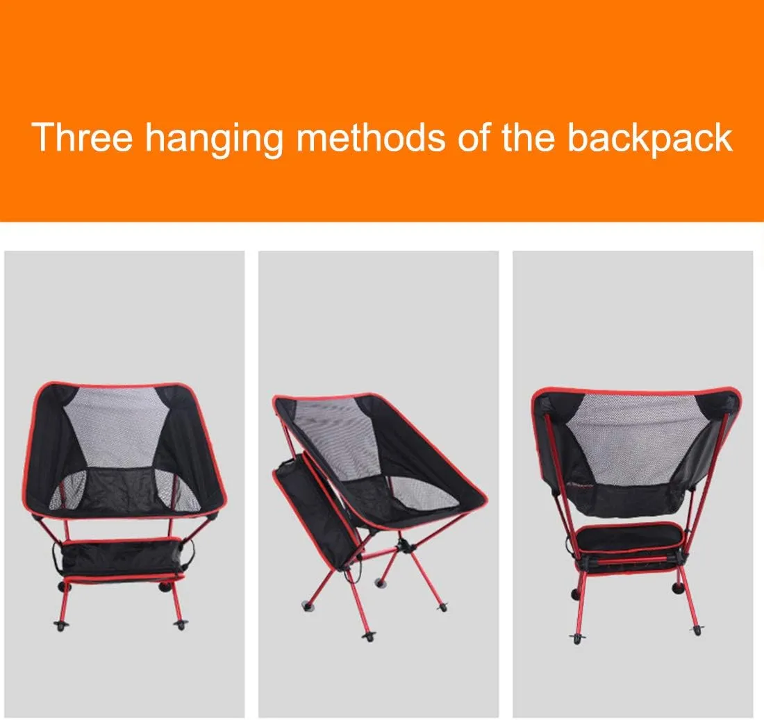 Camping Accessory Outdoor Portable Folding Camping Chair Light Fishing Beach Chair Aviation Aluminum Alloy Backrest Recliner (Color : Light Blue)