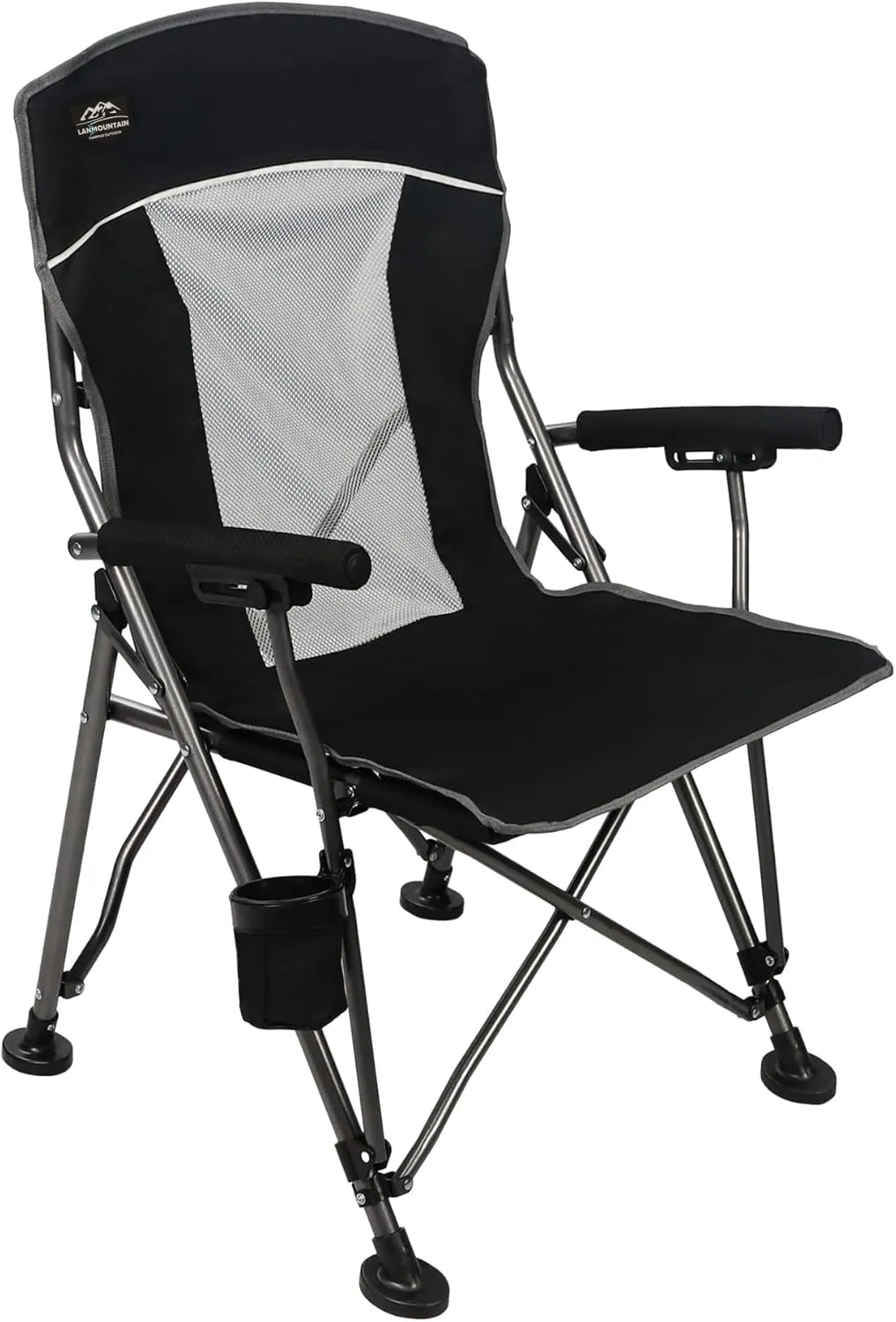 Camping Chair with Padded Hard Armrest,Cup Holder,Heavy Duty for Adults,Mesh Backrest,Portable Lawn Lightweight Outdoor Camp Chair,Support up to 400lbs