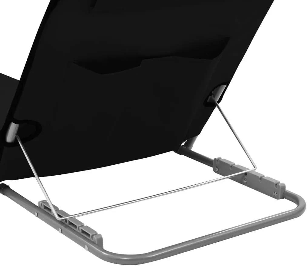 Camping Chair,Balcony Furniture,Zero Gravity Chairs,Folding Beach Mats 2 pcs Steel and Fabric BlackIdeal for Garden, Patio, Camping