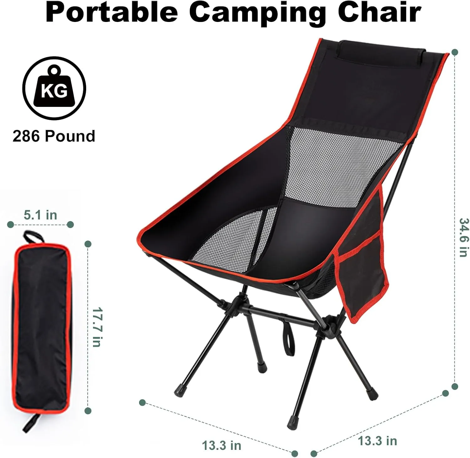 Camping Chairs Portable, Foldable Chair Lightweight, Backpacking Chair for Adults, Folding Chairs for Outside Camp (Large)