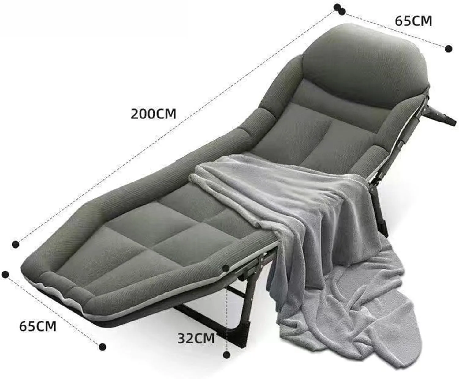 Camping Cots for Adults,5-Position Folding Camping Bed,Portable Sleeping Cots with Cushion &Pillows,Metal Steel,Supports 330 Lbs (B)