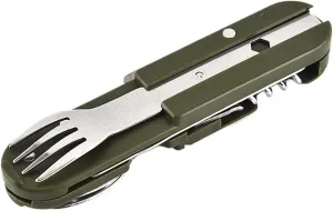 Camping folding fork spoon combination stainless steel tableware outdoor multifunctional cooking folding tableware