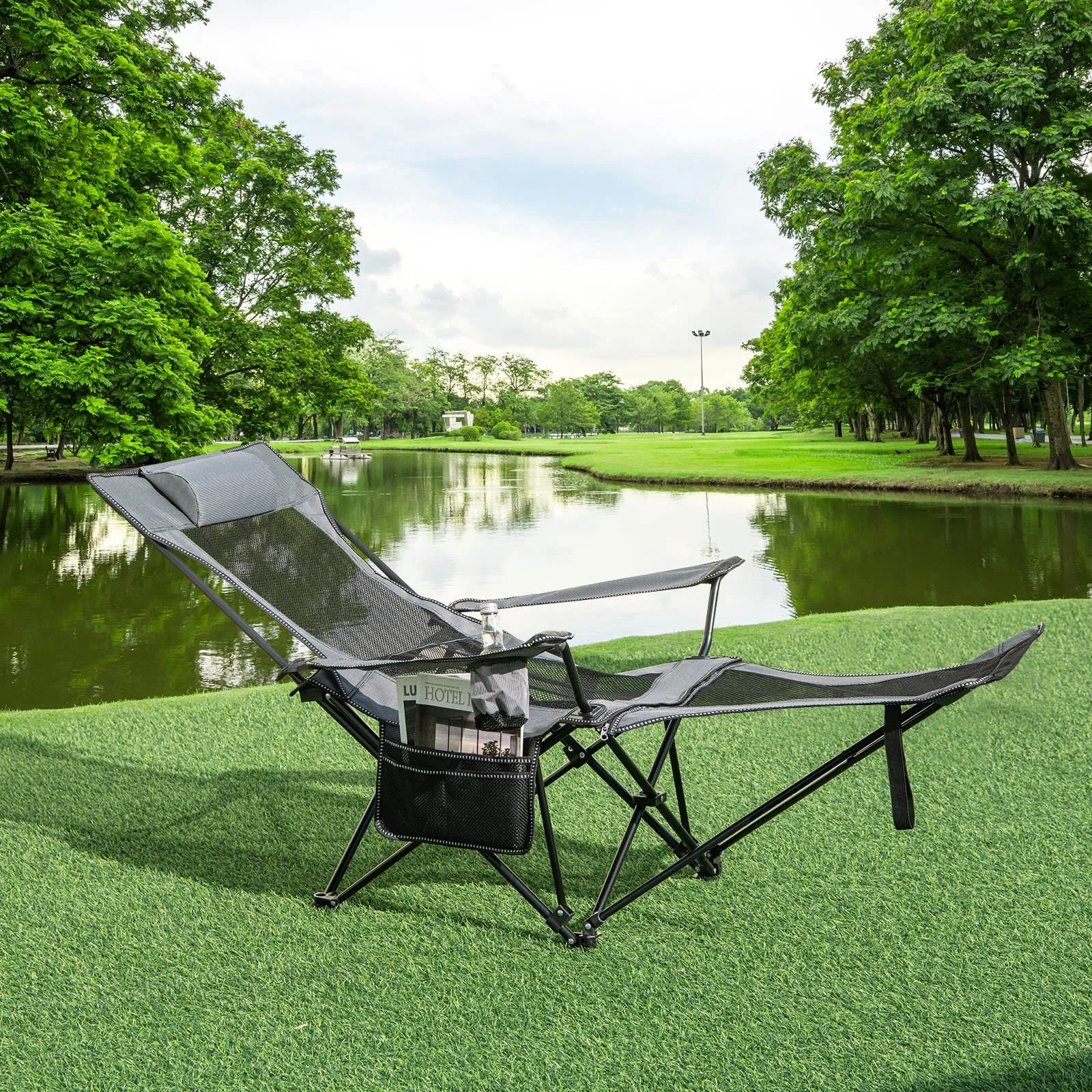 Camping Lounge Chair with Detachable Footrest