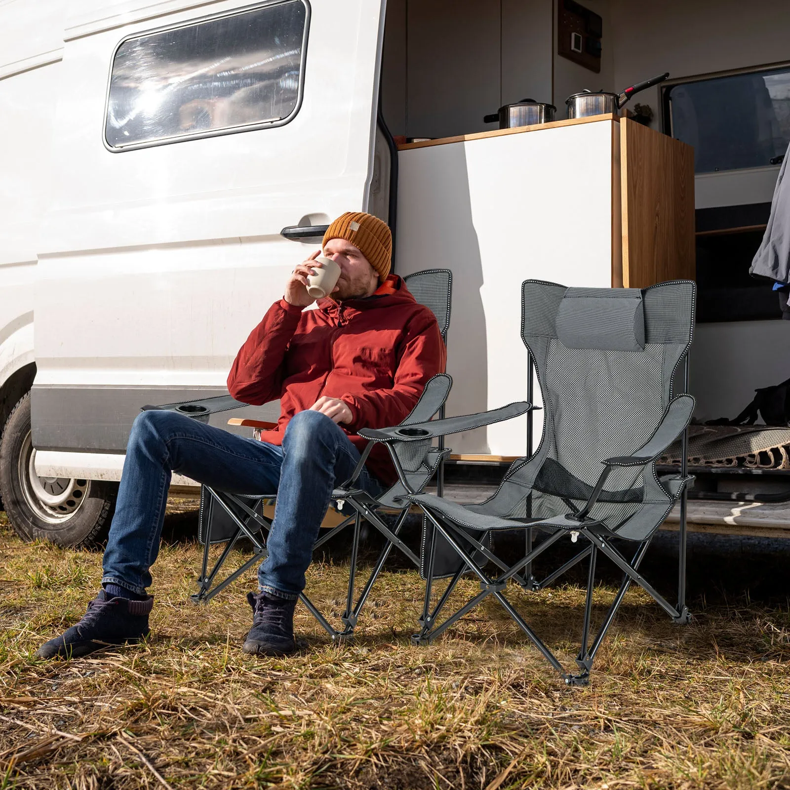 Camping Lounge Chair with Detachable Footrest