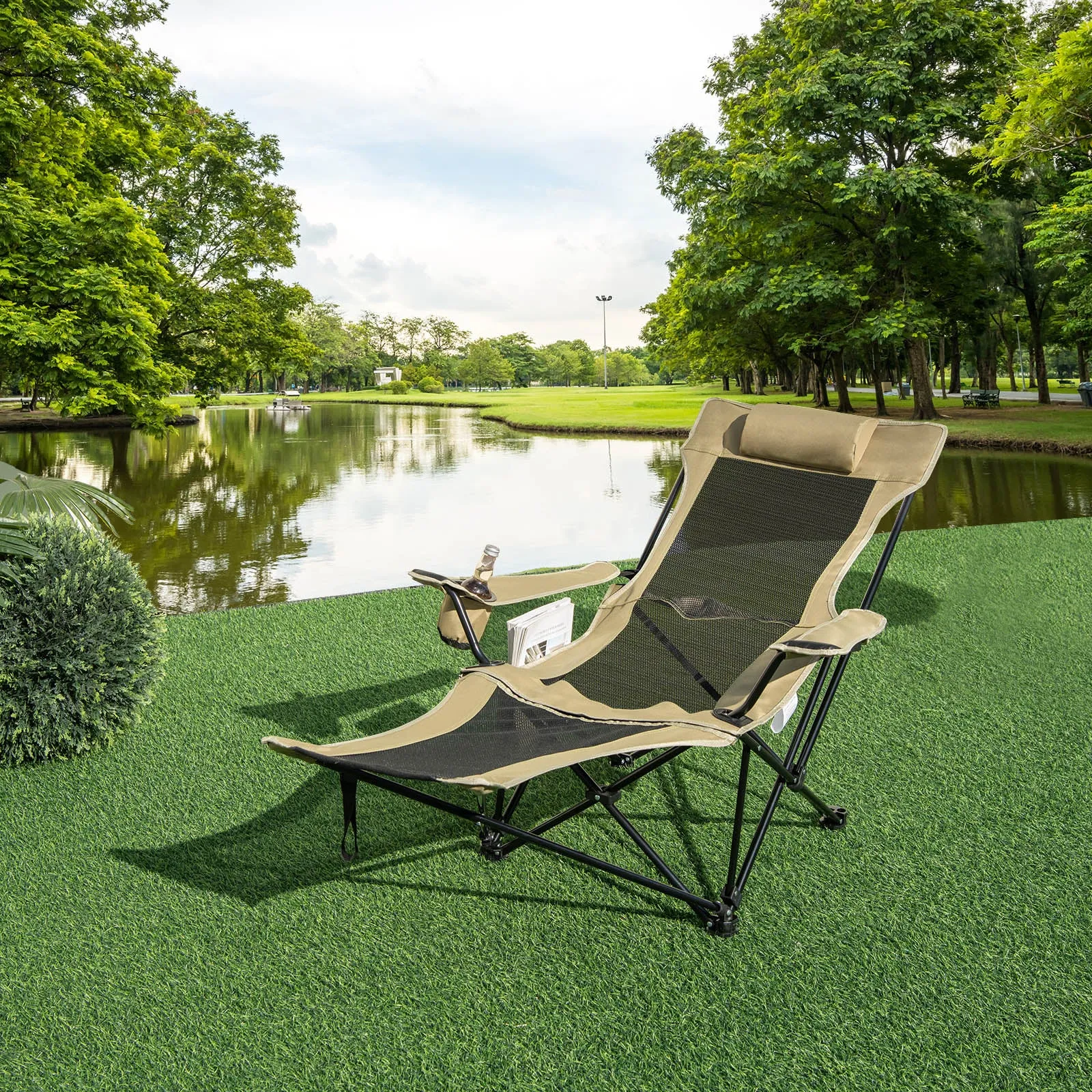 Camping Lounge Chair with Detachable Footrest