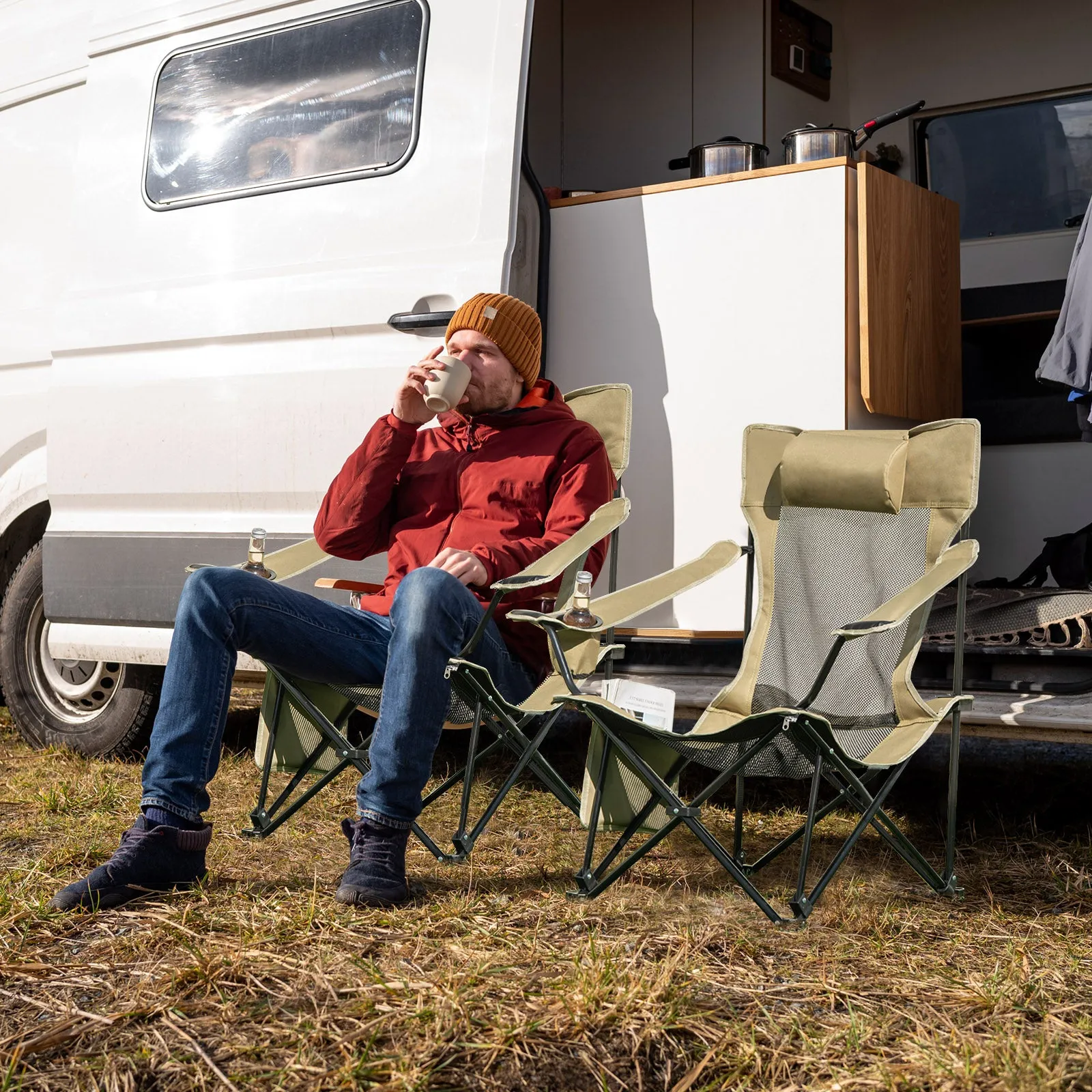 Camping Lounge Chair with Detachable Footrest