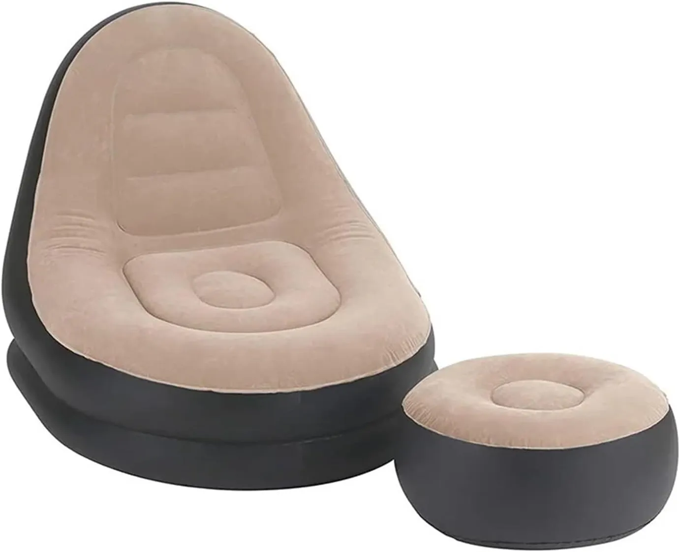 Camping Outfit Inflatable Lazy Sofa with Pedal Folding Recliner Outdoor and Indoor Bed Flocking Chair Beach Camping Garden Fashionable (Color : Black Lazy Sofa)