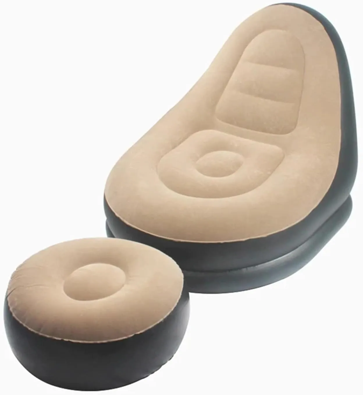 Camping Outfit Inflatable Lazy Sofa with Pedal Folding Recliner Outdoor and Indoor Bed Flocking Chair Beach Camping Garden Fashionable (Color : Black Lazy Sofa)